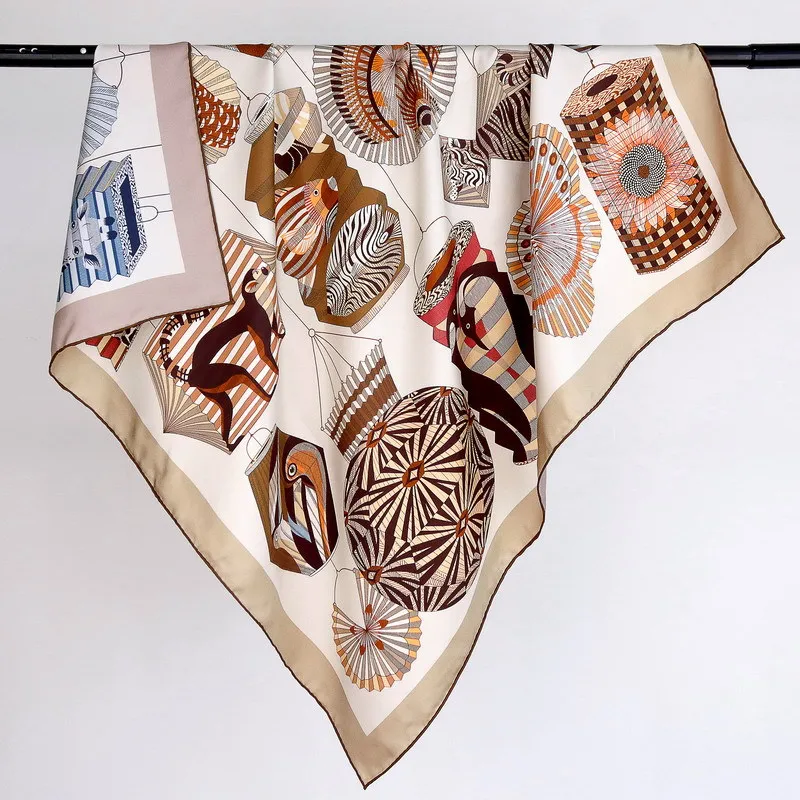 

Two Sided Mulberry Silk Scarf 90CM Women Hand Rolled Edges Bandanas Hair Accessories Luxury Shawls Neck Scarves Christmas