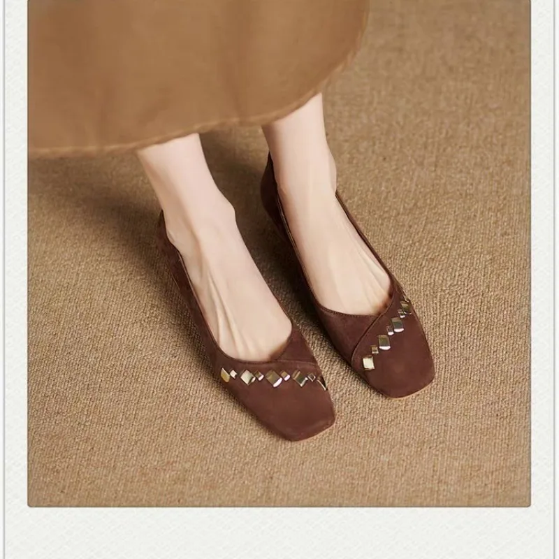 

Новые весенние кожаные женские туфли с квадратным носком и неглубоким носком, весна 2022, одинарные туфли