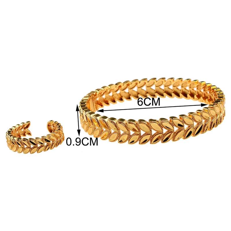 Luxury Dubai Gold Bracelet Women's 24K Gold Plated Ring Arabian Charm Wedding Ethiopian Handmade Jewelry Luxury Woman Bracelets