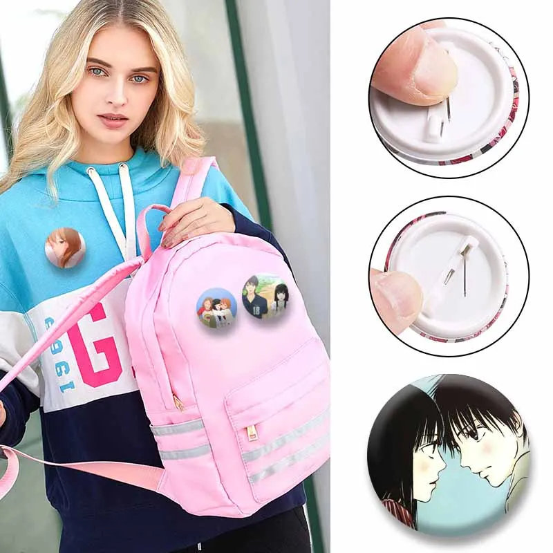 Cute Love Anime From Me To You Button Pins Sawako Kuronuma Shota Kazehaya Cartoon Badges Cosplay