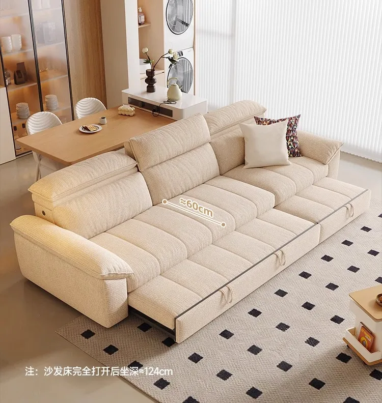 Multifunctional Versatile Folding Storage Sofa Bed Convertible with Stretchable Guifei Fabric Upholstered and Pullout Feature