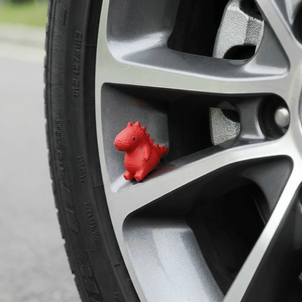 

4 Pcs Dustproof Dinosaur Tire Valve Caps Cute Design Pla Material Tyre Valve Stem Cover Set Of 4 Unique Design Tire Decorations