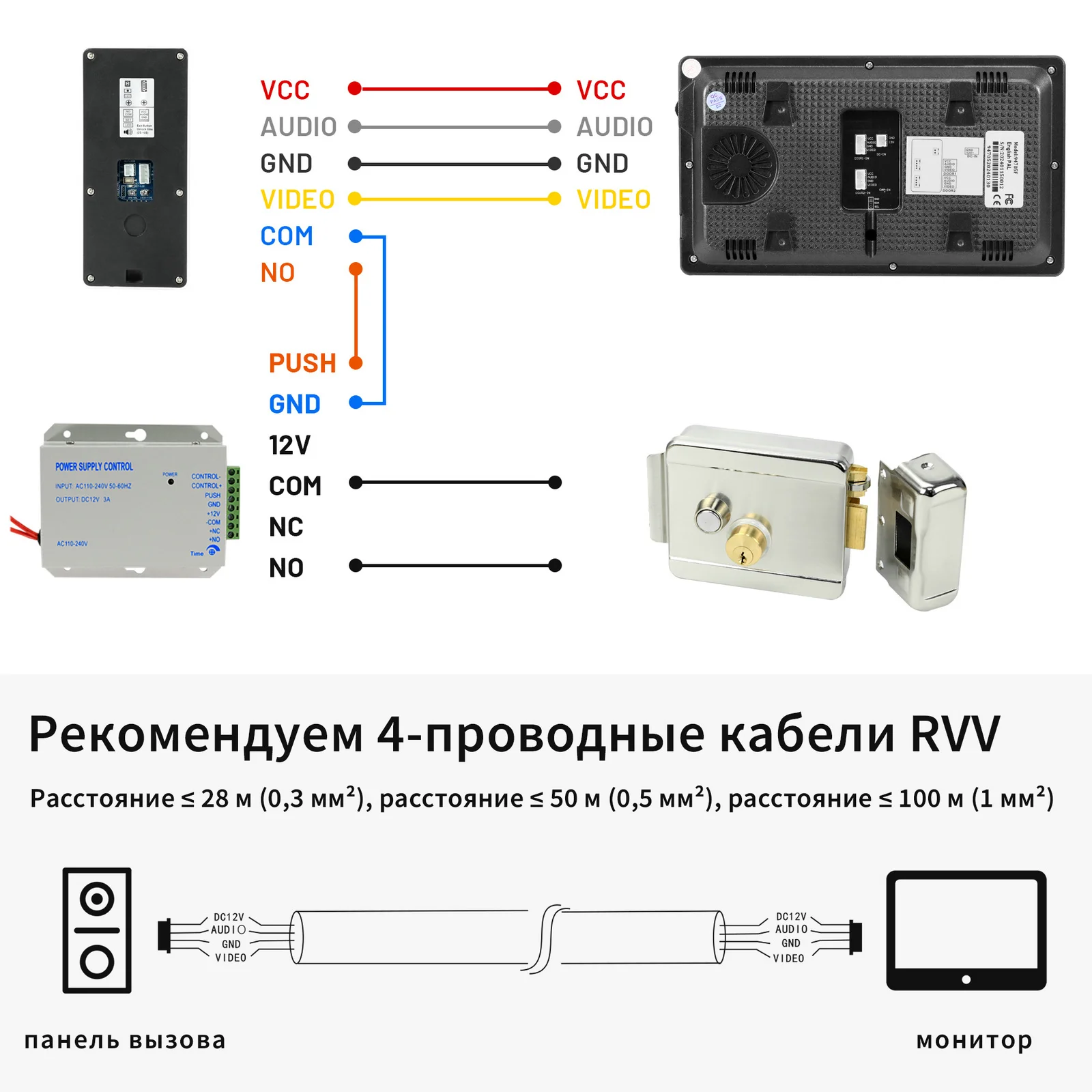 Домофон KARMEN с блокировкой, 7-дюймовый монитор, панель вызова, поддерживает разблокировку IC-карты, видеозвонок, камера для домашней системы безопасности