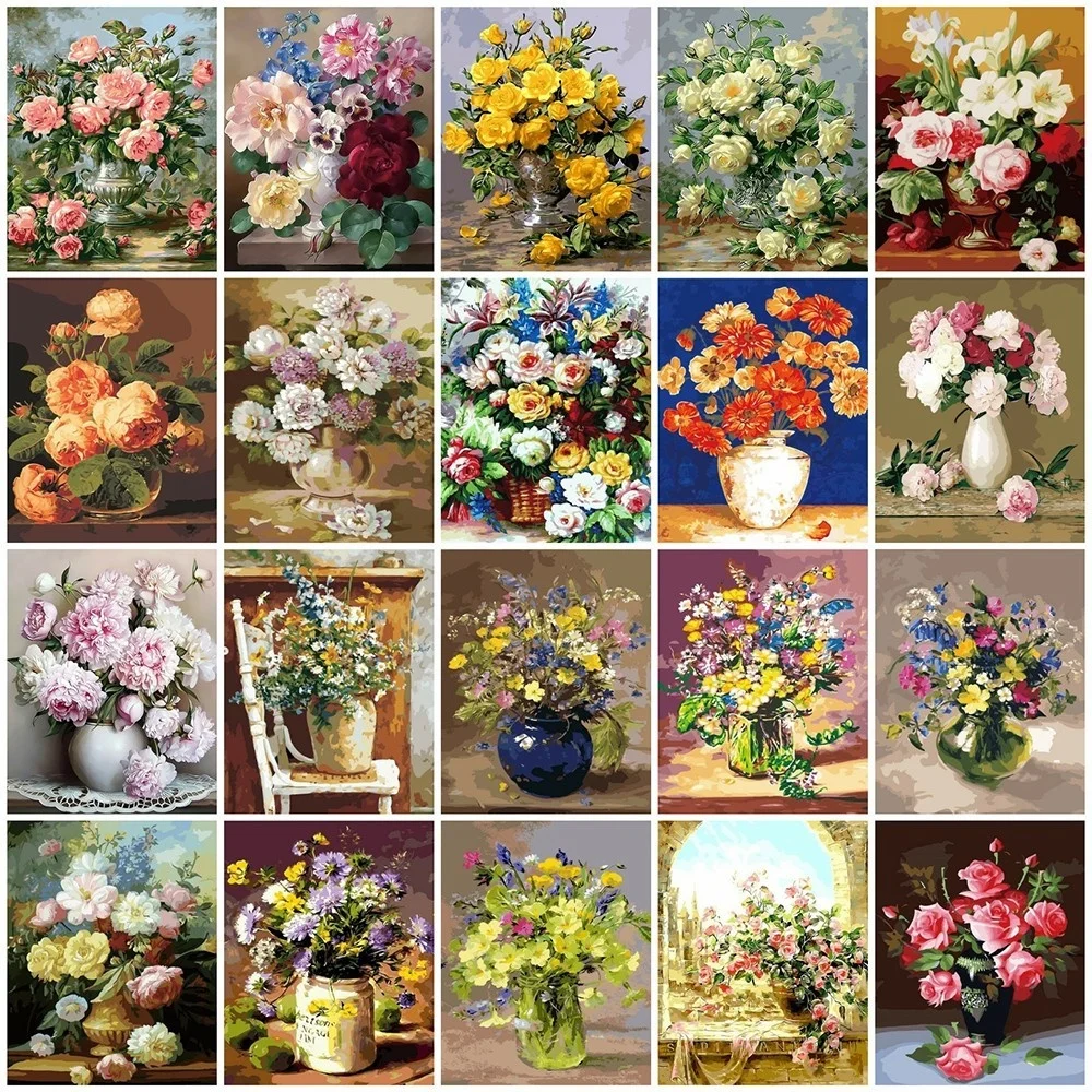 DIY Oil Painting Kit Flowers in Vase