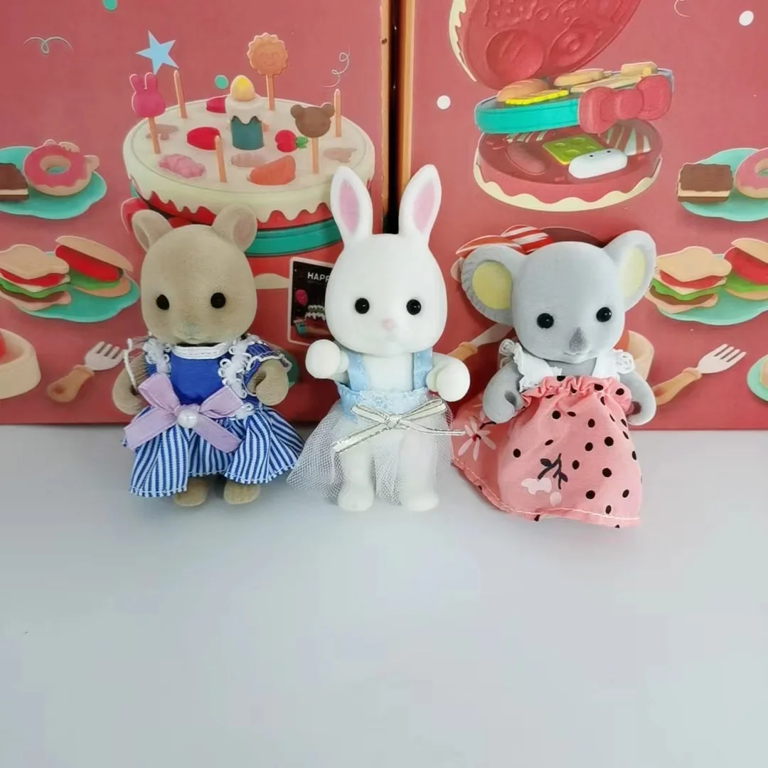 1PCS Forest Animal Family Cartoon Cute Figure Puppy Rabbit Kitten Series Town Model Dollhouse Accessories PlayHouse Kid Toy Gift