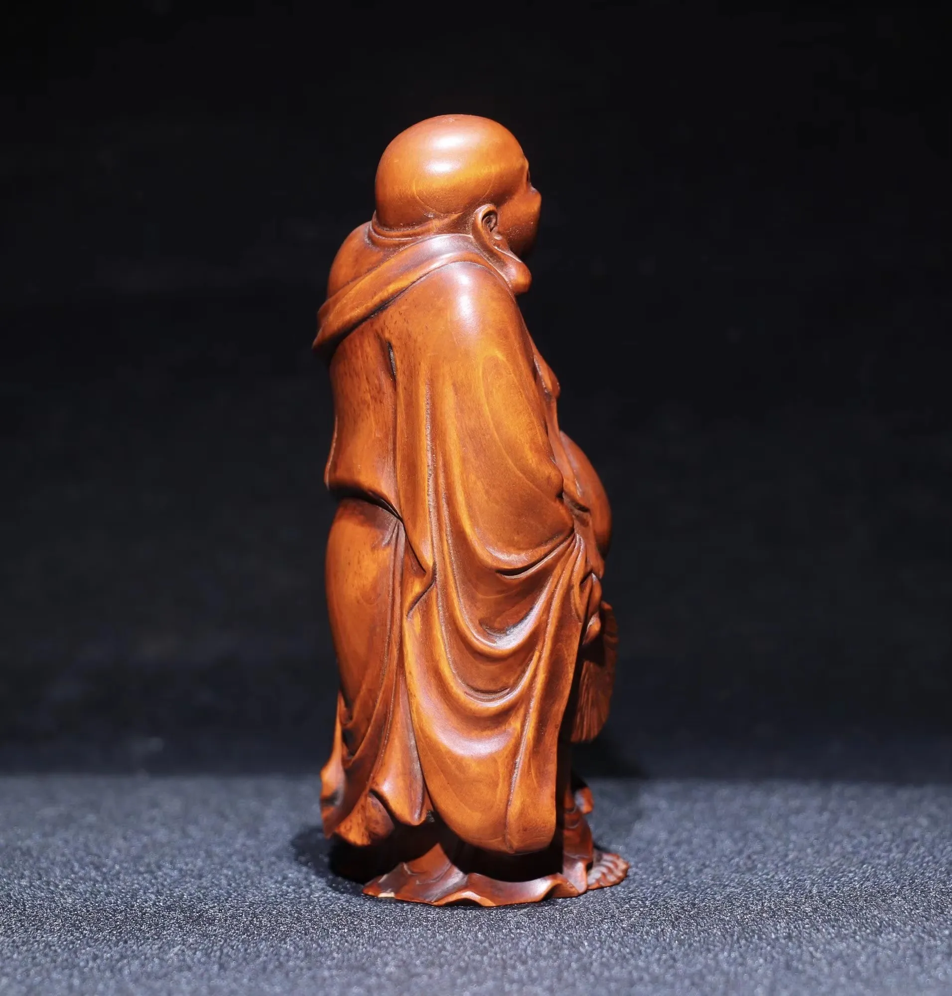 Natural Solid Wood Laughing Buddha Station Maitreya Buddha Statue Sculpture Handmade Wood Carving Buddha Statue Decoration Statu view 4