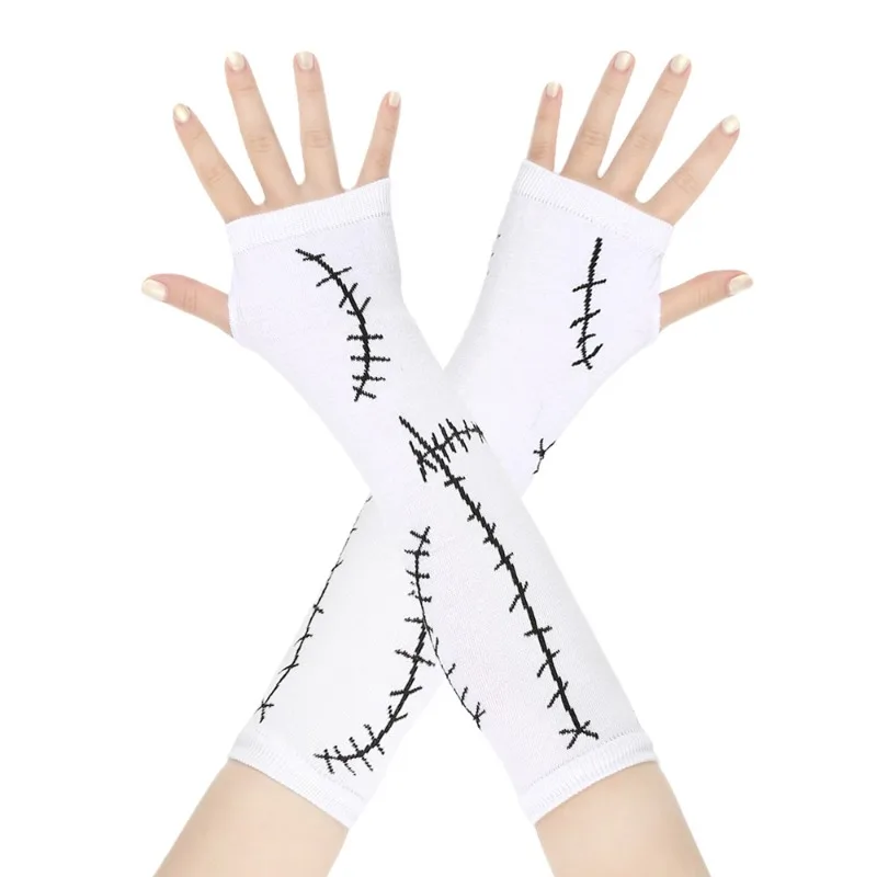 Costume de jeu d'halloween, bas de cuisse, accessoires imprimés de points de noël, chaussettes au-dessus du genou, gants, chaussettes, Costume