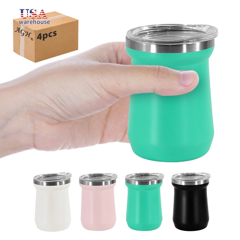 

4pcs Pack 5oz Stainless Steel Powder Coated Mini Tumbler Tea Cup Wang
