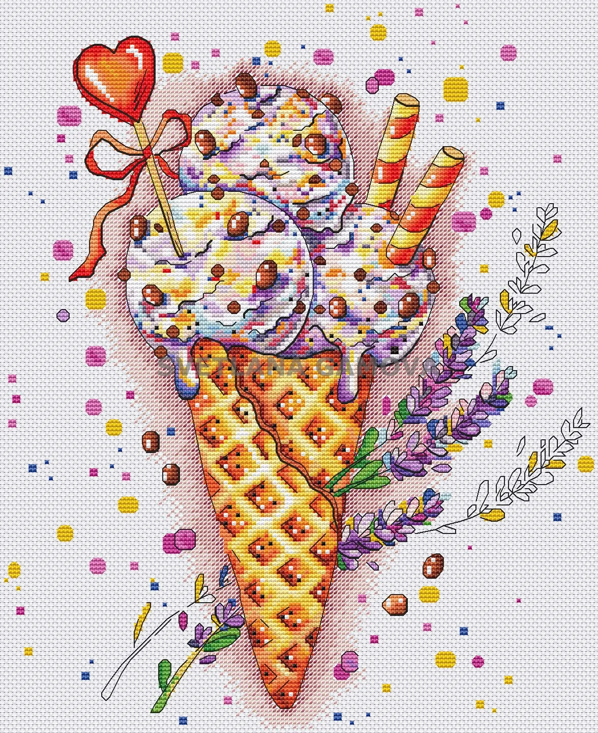 Cross Stitch Set DIY Embroidery Set, Cross Stitch Kit,   Craft Pattern, 18- tempting ice cream 36-42