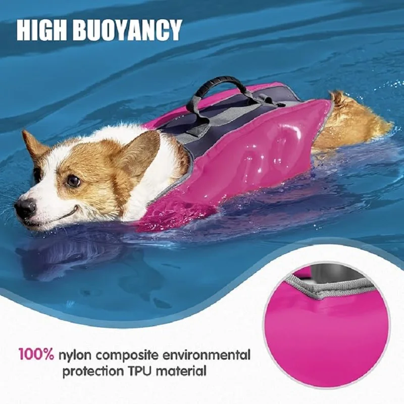 Dog life jacket with rescue handle, lightweight high buoyancy, dog water float swimsuit for swimming and boating