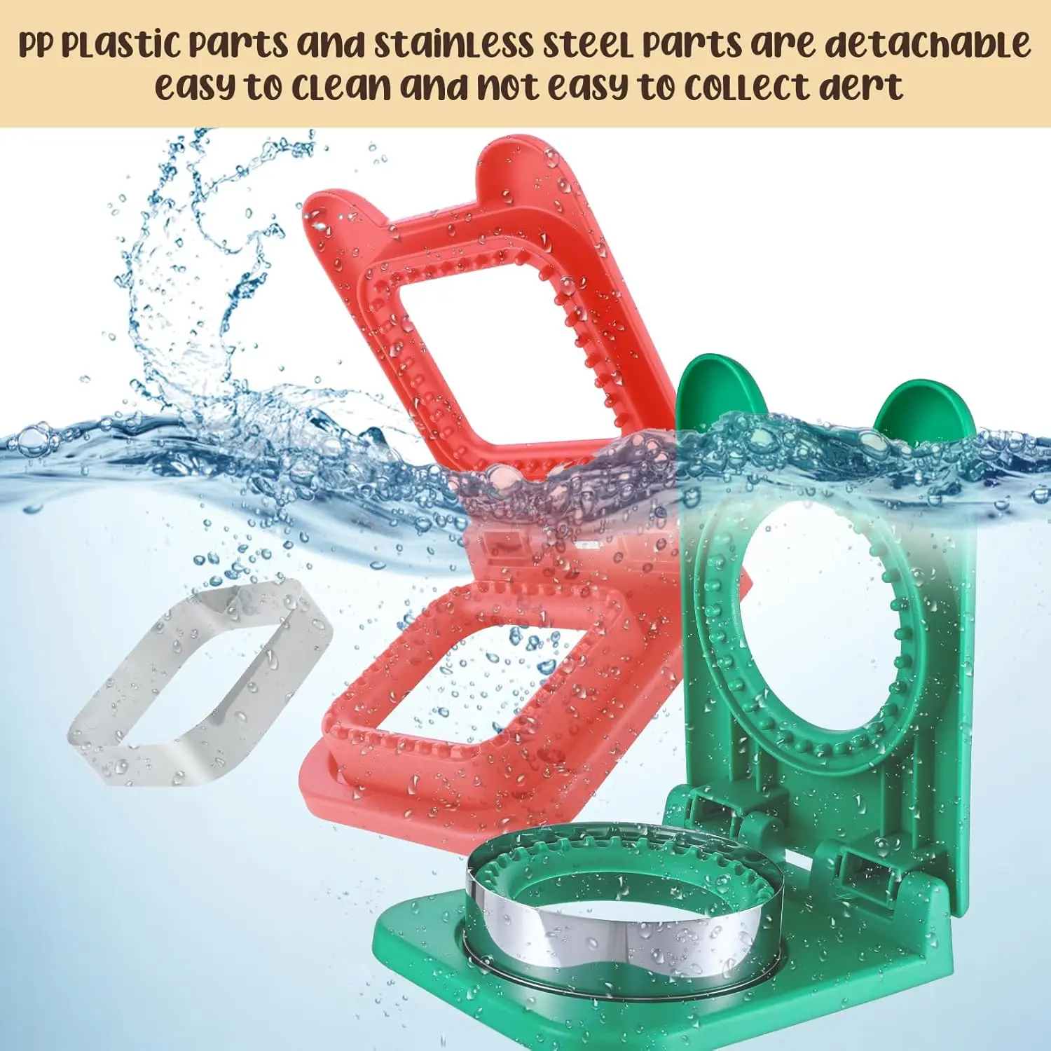 Kids Lunch Sandwich Cutter and Sealer, Square Round Pocket Sandwich Press Maker, Durable Safe Lunch Box Accessories for Children view 5