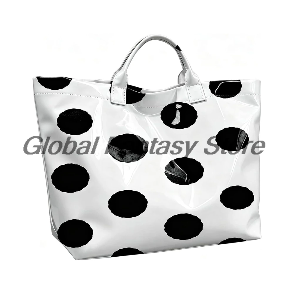 Big Dots Pattern PVC Tote Bag Polka Dot Waterproof Handbag Holiday Gift Shopping Bags Women Casual Shoulder Bag