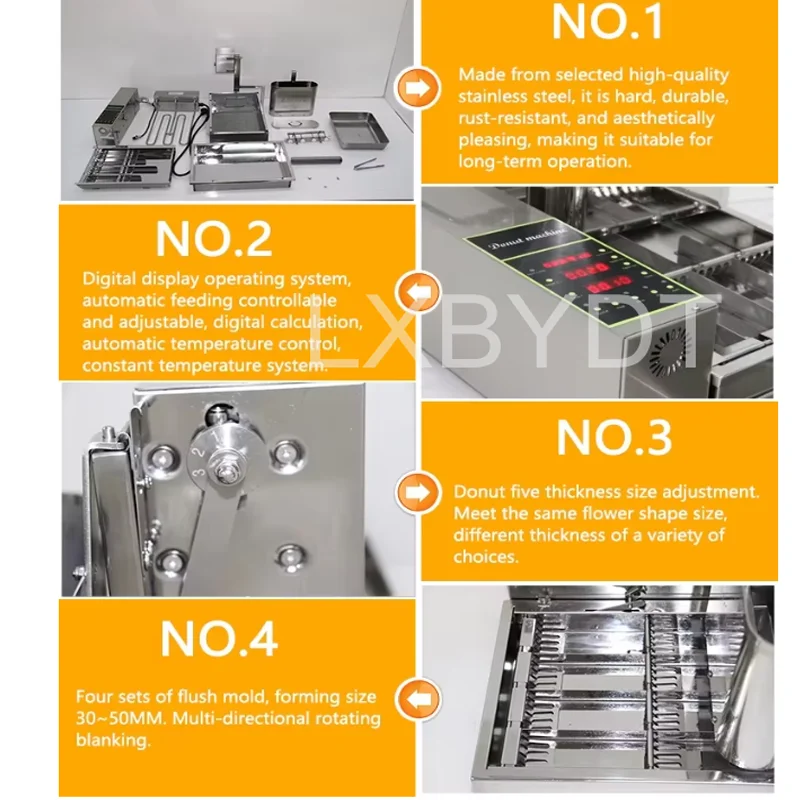 High Productivity Commercial Fast Food Equipment Automatic 4 Row Mini Donuts Machine 110V 220V Electric Donuts Maker With Fryer