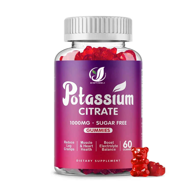 

1000mg potassium citrate gummies, potassium supplement, supports leg spasms and muscle health, 60 gummies