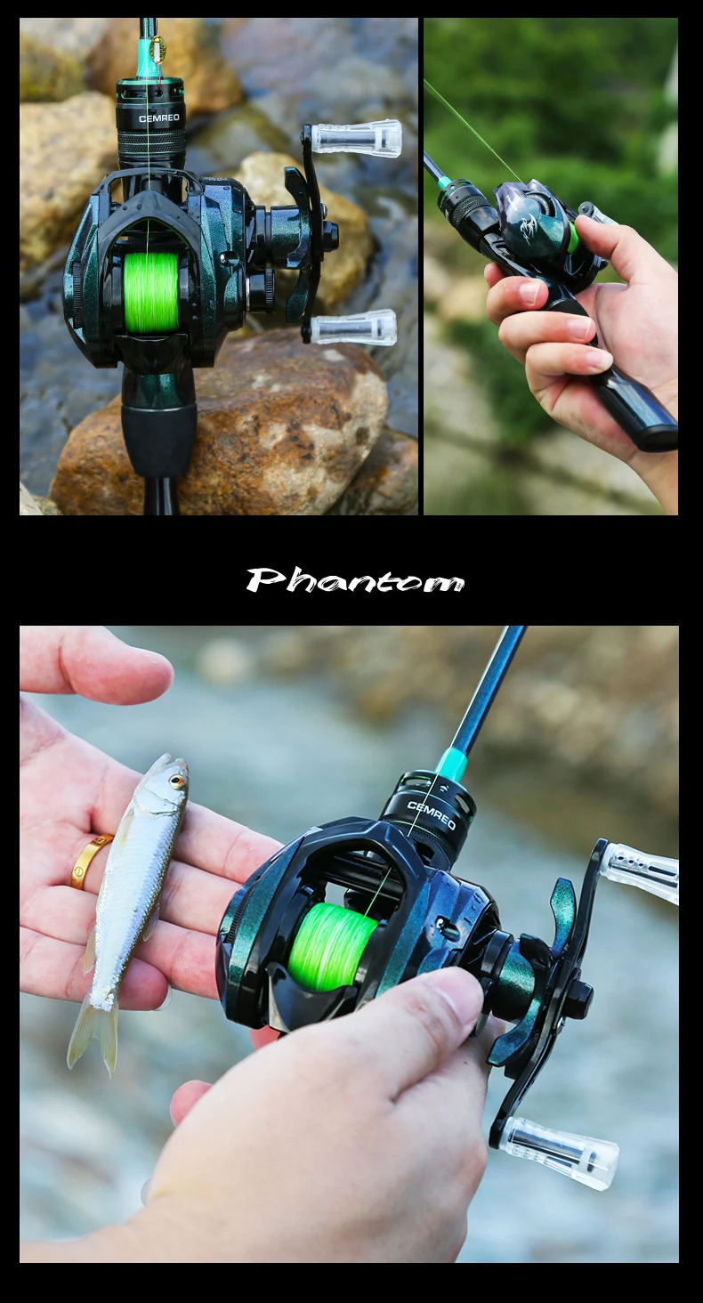 Baitcasting-Angelrolle 121g Leichtgewicht Kohlefaser-Gehäuse 4kg Bremskraft für Kleinfisch-Angeln Modell: PHANTOM – Detail 17