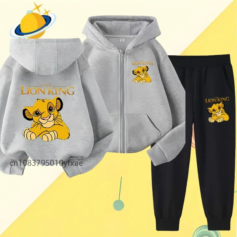 Lion King children zipper hoodie set Disney cartoon print autumn winter long-sleeved sweatshirt boys girls casual Harajuku top