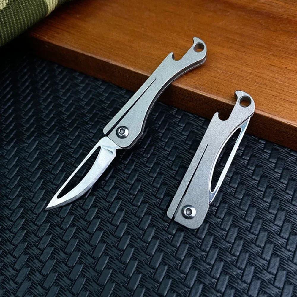 Mini Titanium Alloy TC4 Folding Knife EDC Portable Keychain Pendant Knife Express Unpacking Pocket Knife Gift EDC Tool