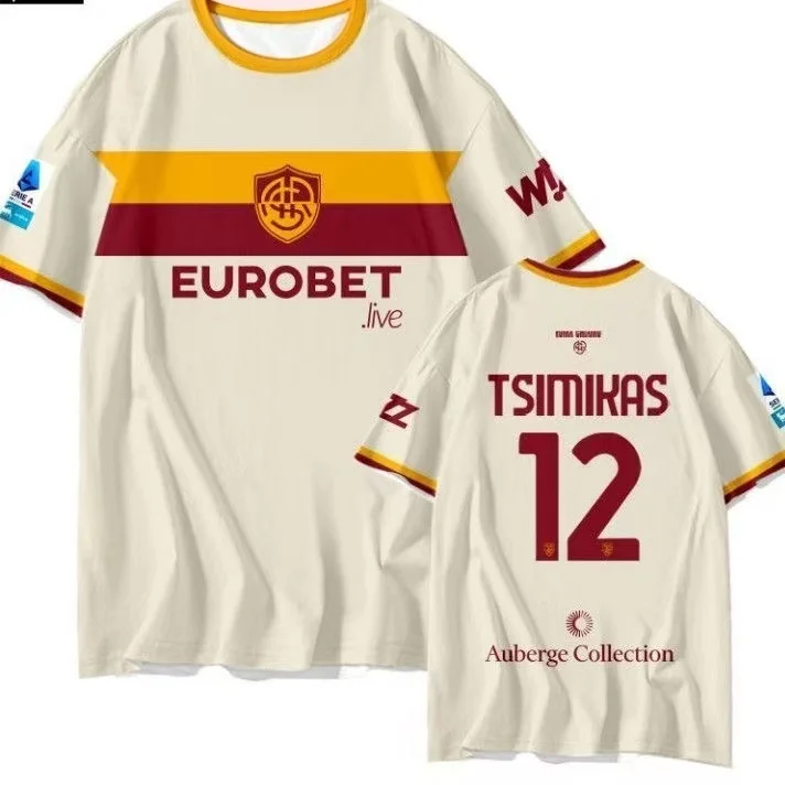 26-27 Saison Roma Team Auswärtstrikot 3D-Digitaldruck Schnelltrocknendes Kurzarm-T-Shirt für männliche Fans mit Familien-Matching – Detail 5