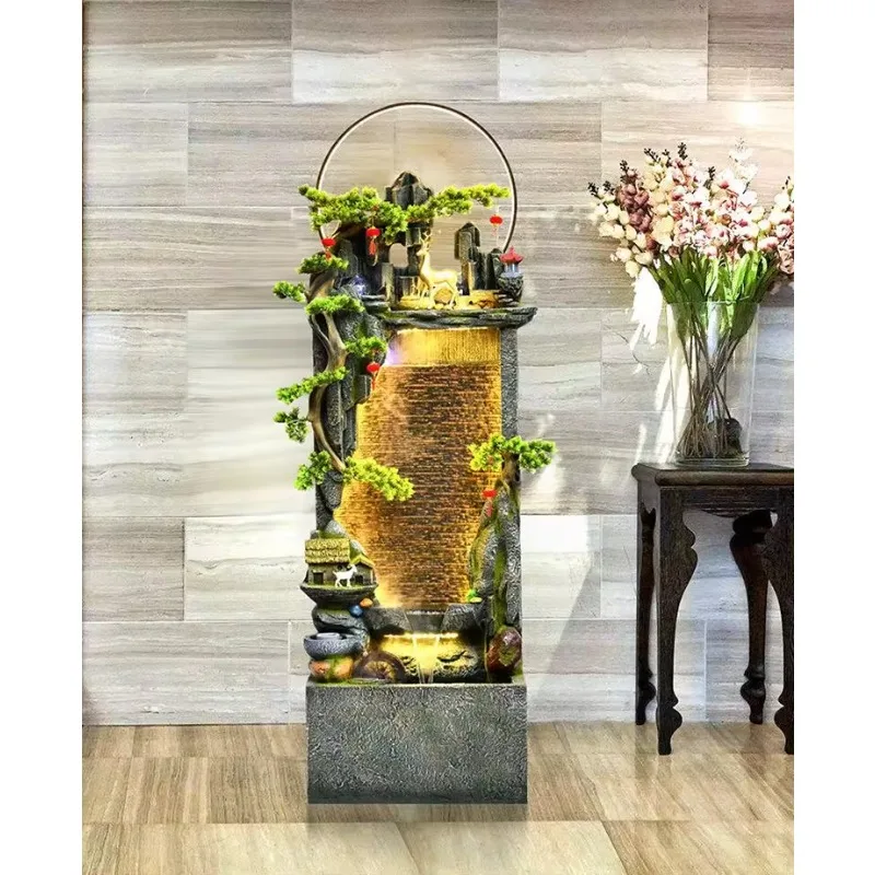 Meditation Decor Home, Fengshui Resin Desktop Geometric Shape Outdoor Water Fountain Waterfall