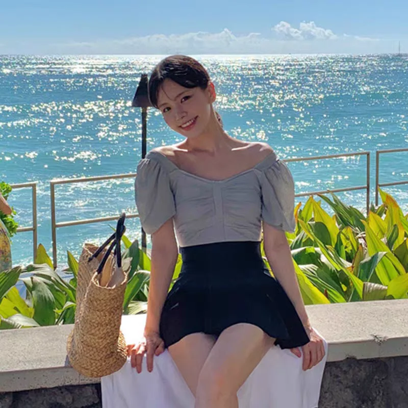 

Консервативный купальник-юбка для женщин, термокупальник для плавания, корректирующий фигуру, скрывающий живот, модная новая модель 2024 года