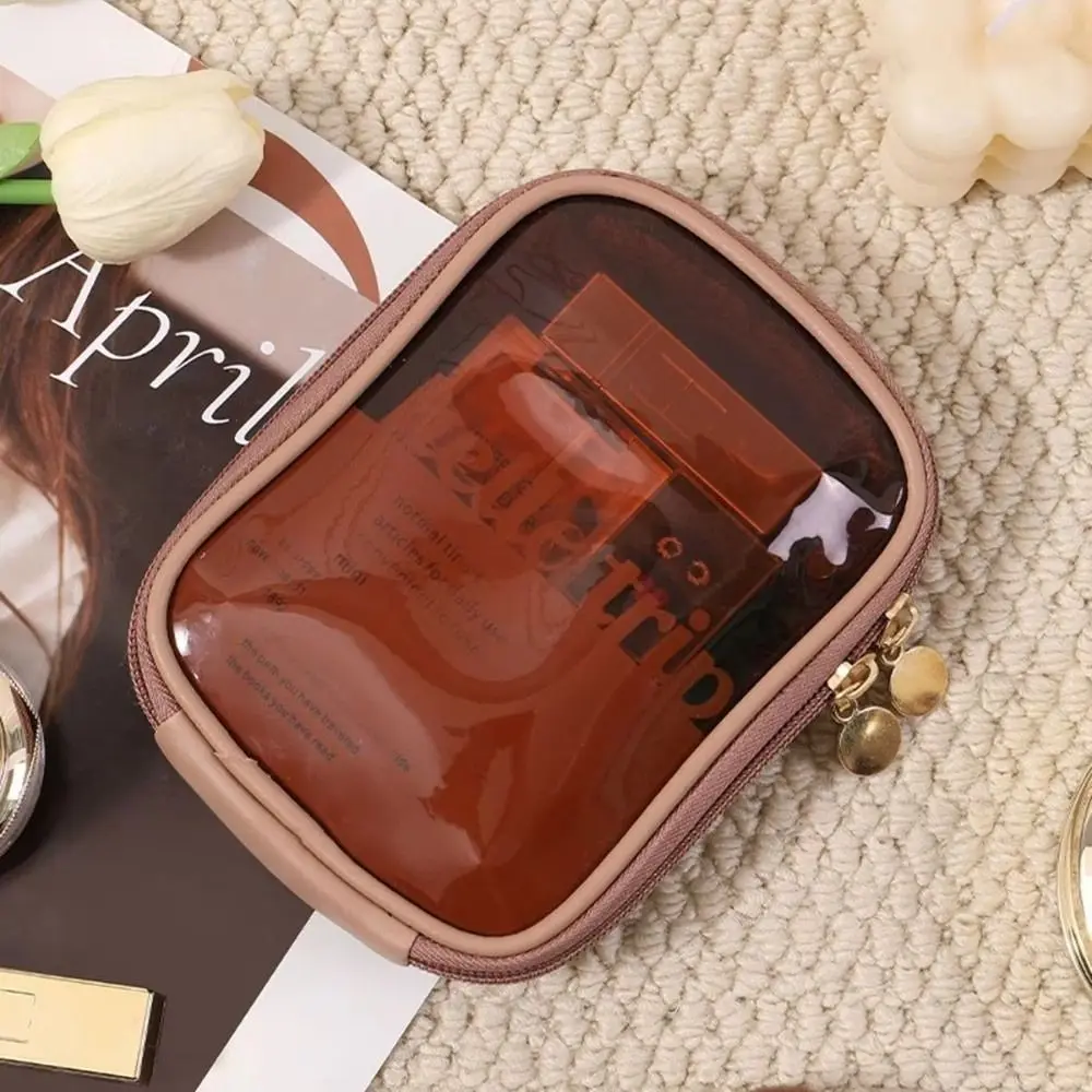 Transparent Cosmetic Organizer Pouch Portable Travel Touch-Up Travel Cable Pouch Multi-Compartment Lipstick Pouch