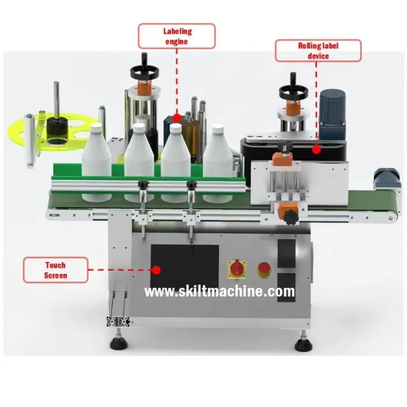 Since 1998 SKILT Electric Desktop Labeling Machine For Beer Cans & Bottles Wrap Labeler Motor Pump Bearing Core Components