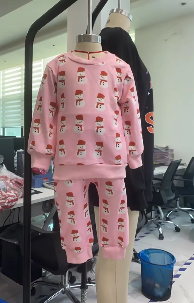 

Рождественский комплект одежды для новорожденных, пуловер с принтом снеговика для маленьких девочек, толстовка, брюки, одежда, От 0 до 3 лет