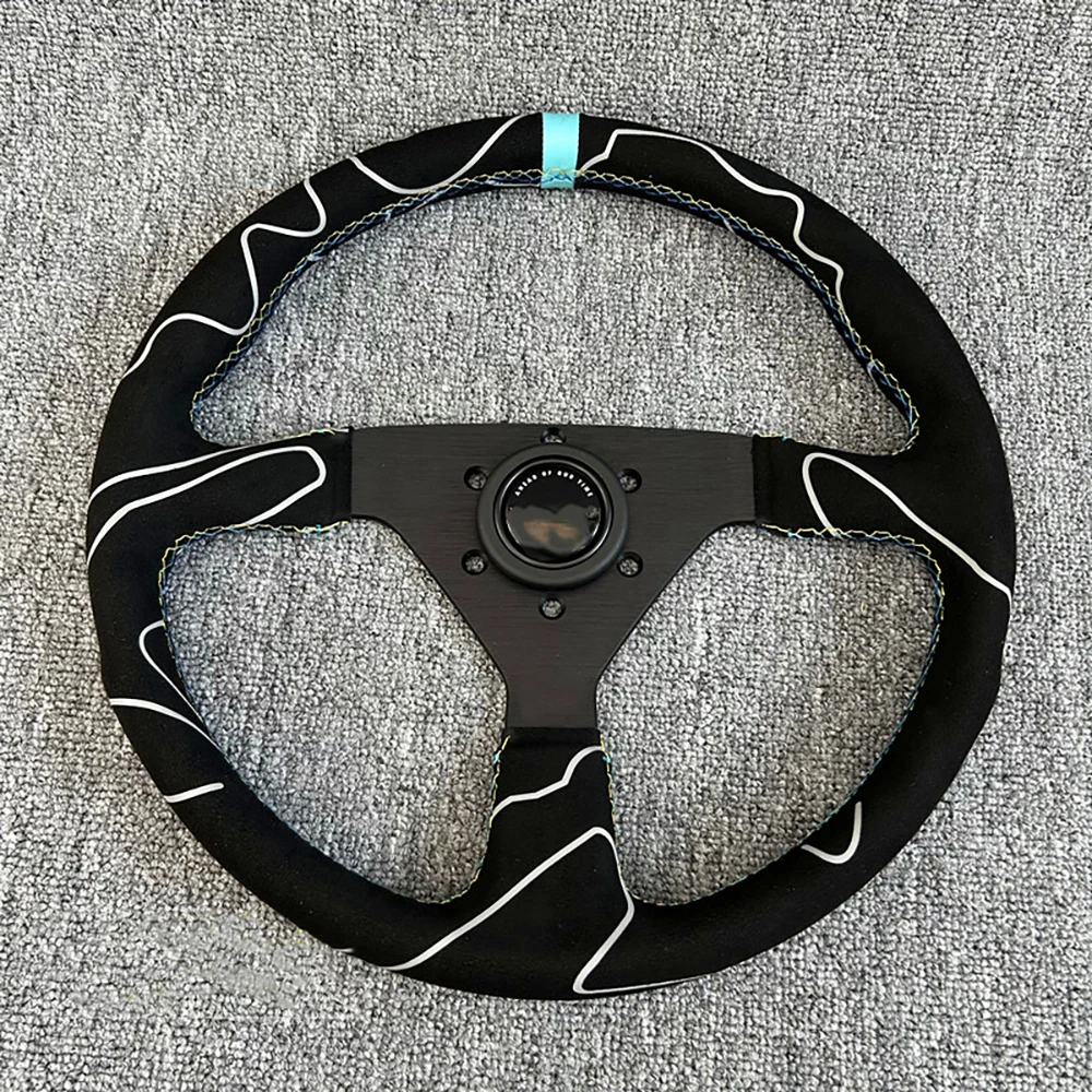 

14 Inch Universal Modification JDM Steering Wheel Suede Frosted Sports Racing Steering Wheel Volante Deportivo
