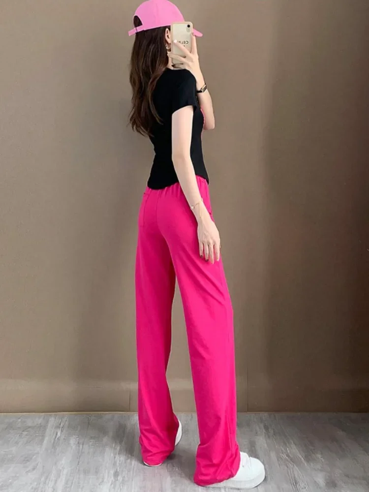 Green Cotton Women\'s Top and Pants Two Piece Set Wide Leg Luxury Casual Ladies Trouser Elegant Full Xxl with Sleeve Aesthetic D