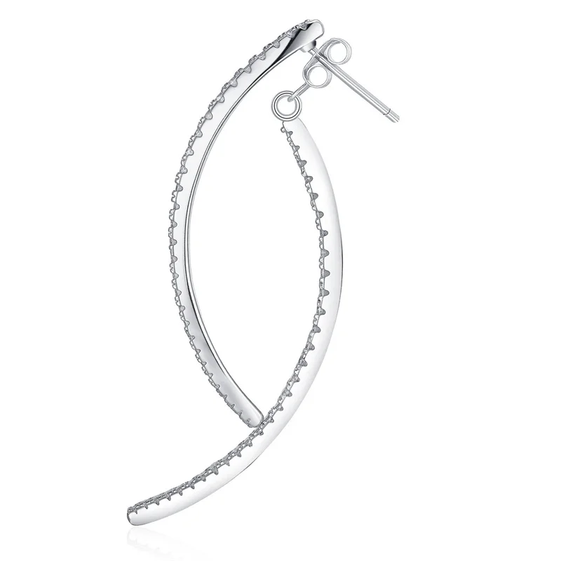 

ZFSILVER Fashion Trendy Classic 925 Silver Moissanite Design Fish Ribbon Earring For Charm Women Accessories Jewelry Gift E15722