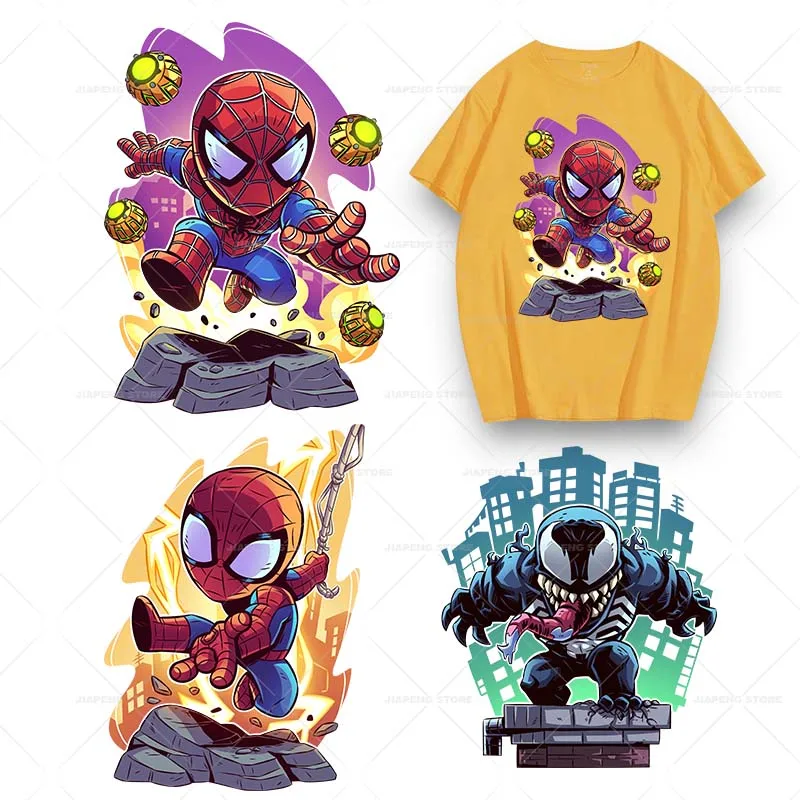 Iron Man Venom Doctor Strange Patches Cartoon Iron on Heat Transfer for Clothes on Kids T-shirt Bags Applique Washable DIY