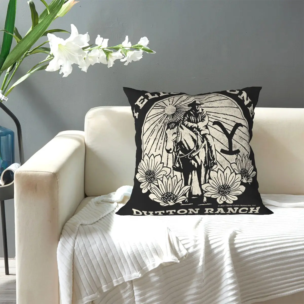 Yellowstone Dutton Ranch Square Pillowcase Pillow Cover Cushion Zip Decorative Comfort Throw Pillow for Home Living Room