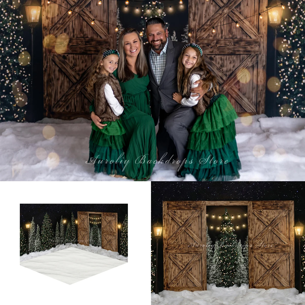 

Urban Tree Farm Side Wall Backdrops Kids Baby Photography Props Child Adult Decors Christmas Trees Winter Snow Background