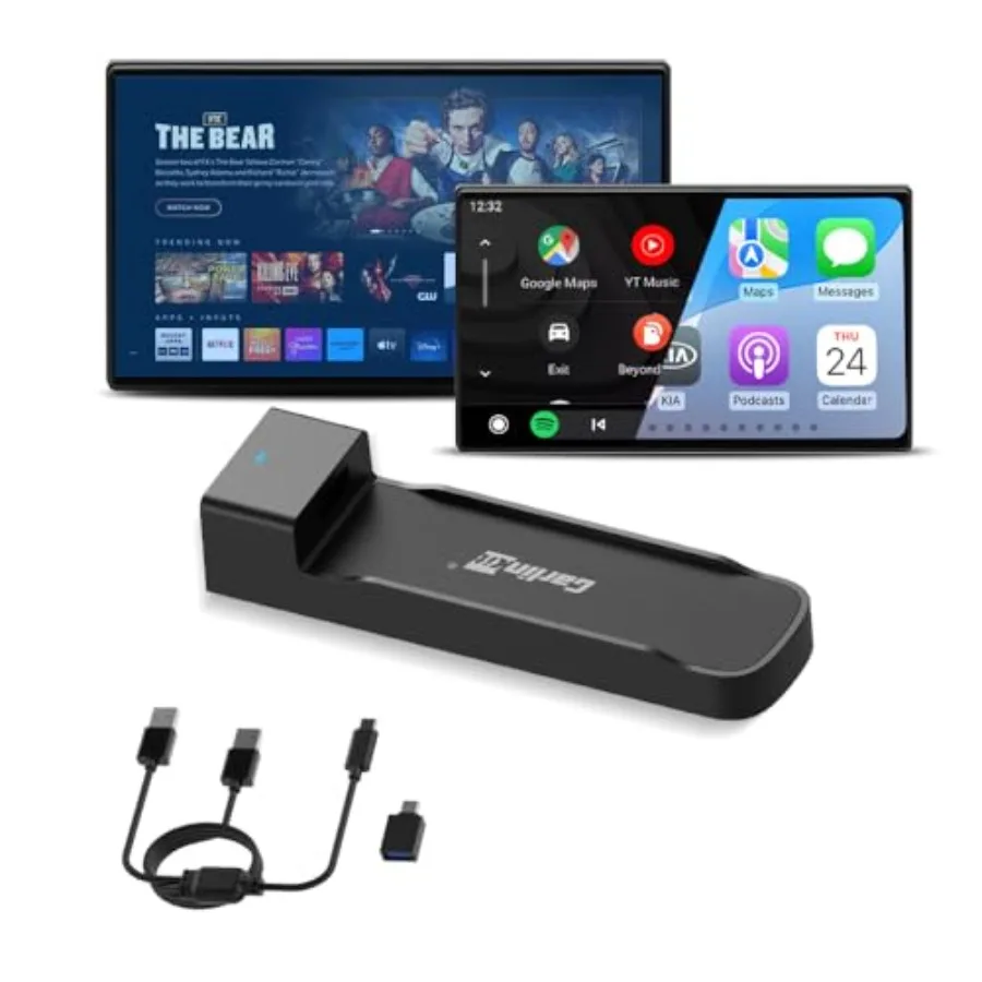 

Car TV converter for Fire TV Stick streaming HDMI aluminum alloy black wireless CarPlay Android Auto support plug-and-play 3-in
