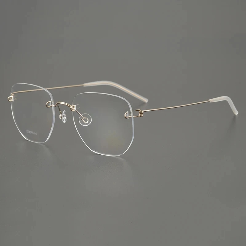 Denmark Brand Polygon Rimless Glasses Frame Men Women 358 Pure Titanium Ultralight Frameless Eyeglasses Prescription Eyewear