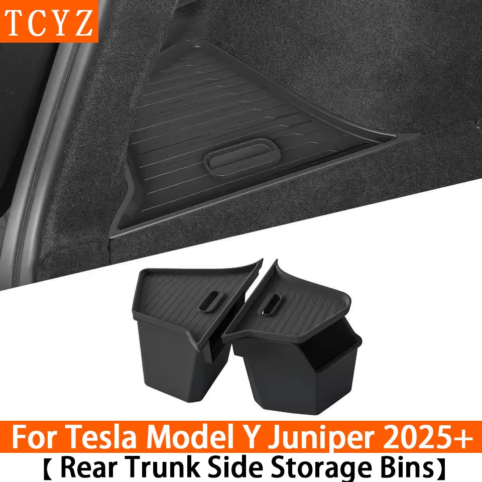 

TCYZ Trunk Organizer for Tesla New ModelY Juniper Launch Refresh 2025 Rear Trunk Storage Bins Side Box Organiser TPE Accessories