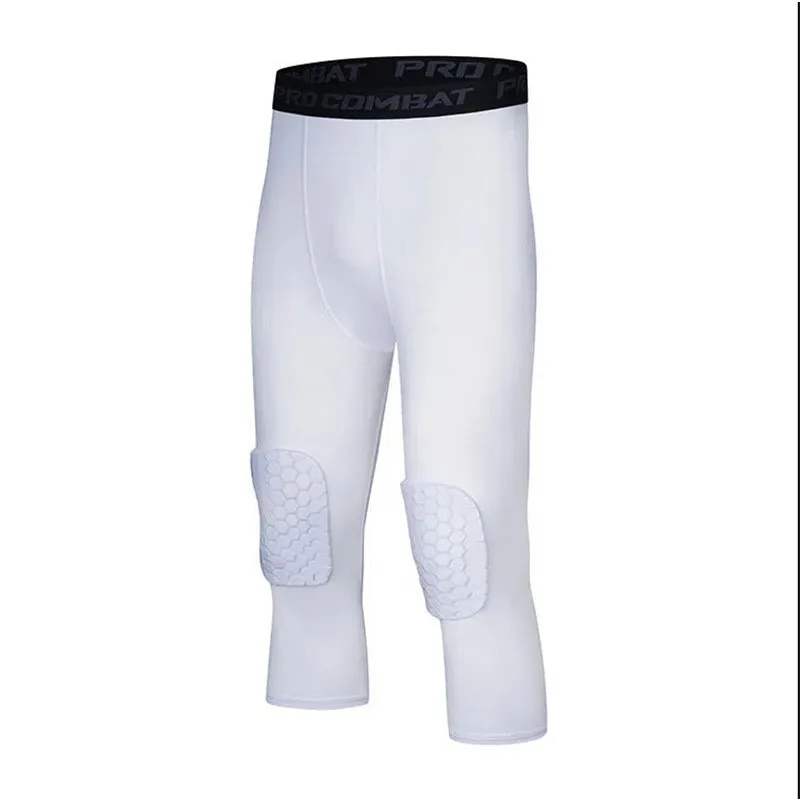 Men Kid Boy Girl GYM Capri Running Tight Pants Basketball Football Soccer Exercise Sport 3/4 Cropped Kneelet Leggings Shorts 08