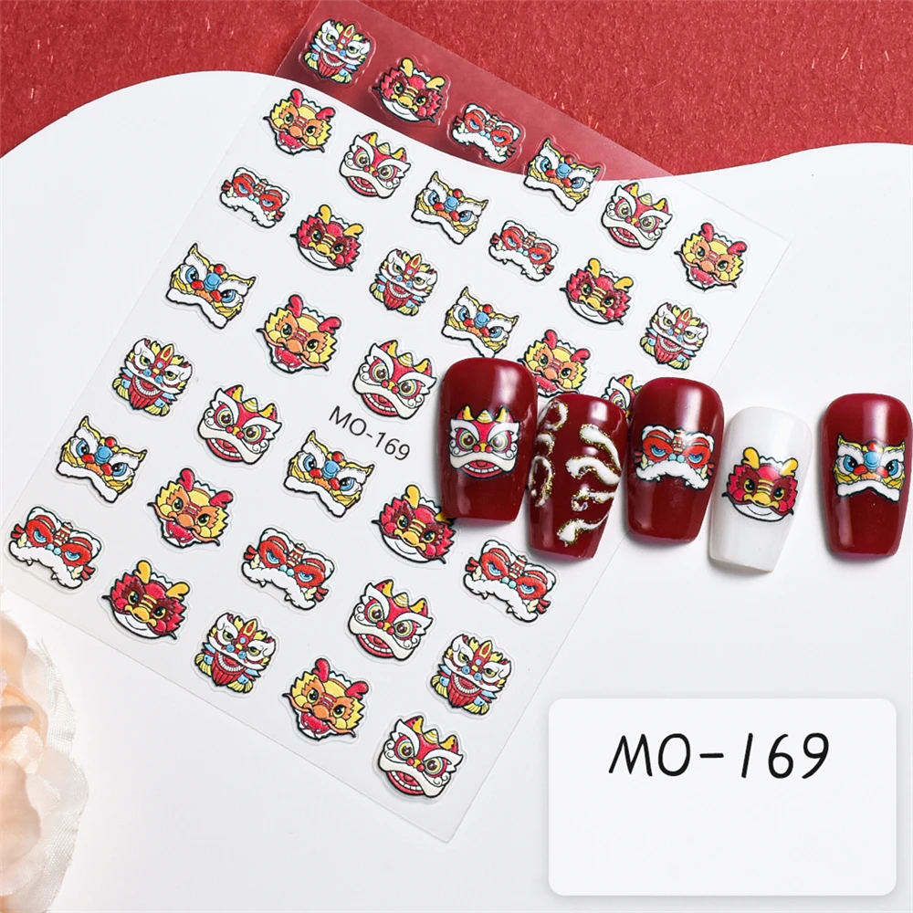 MO-168 MO-169  Auspicious lion awakening  Dragon  DIY 3D Back glue Nail sticker Nail decoration Nail art  Nail ornament