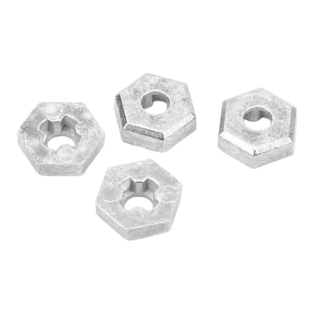 4Pcs Zinc Alloy RC Hex Coupler Silver 4.5mm Center Aperture Wheel Hex Hub Adapter for SCY 16101/16102/16103 16201 RC Cars