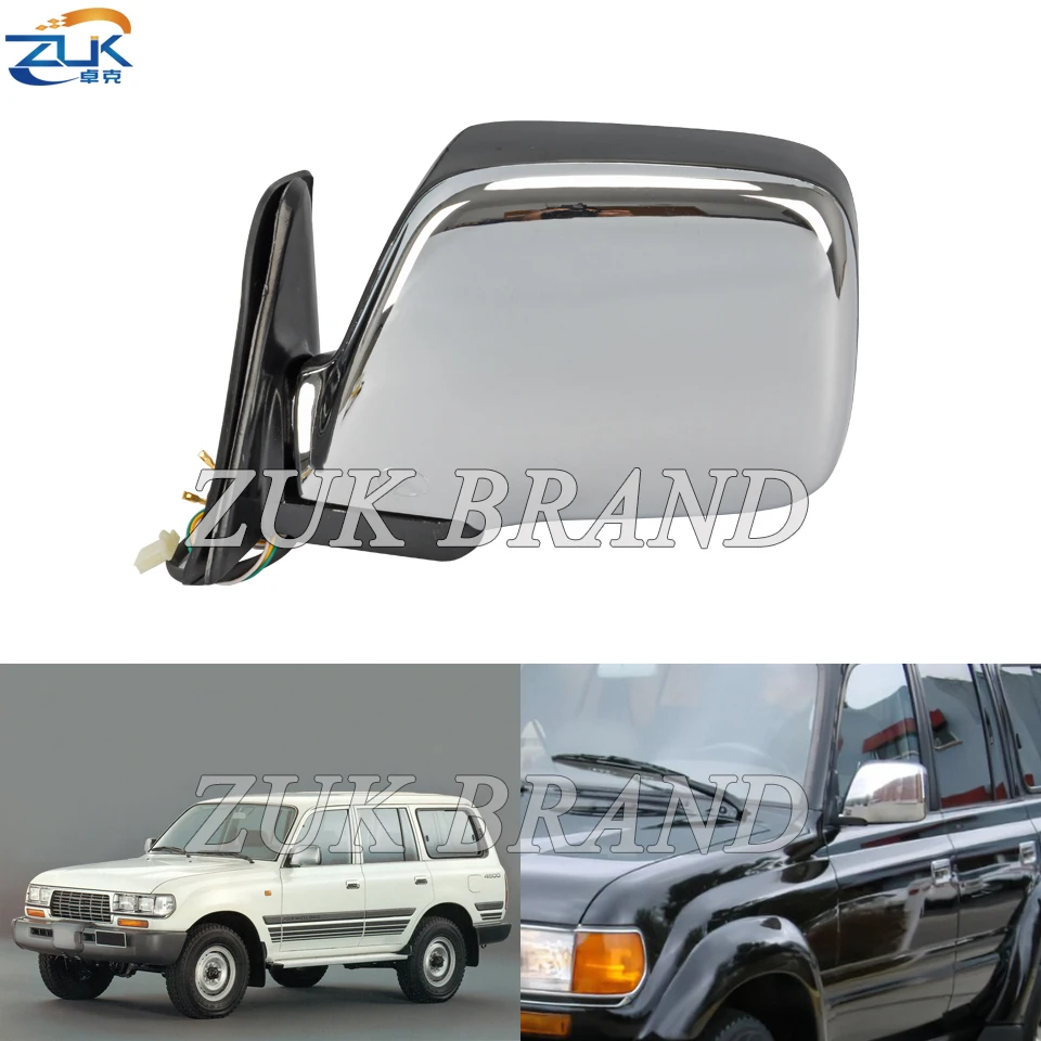 

ZUK Chroming Car Exterior Door Rearview Side Mirror Assy For TOYOTA LAND CRUISER 80 1992-1997 LC80 3-PINS Without Heated