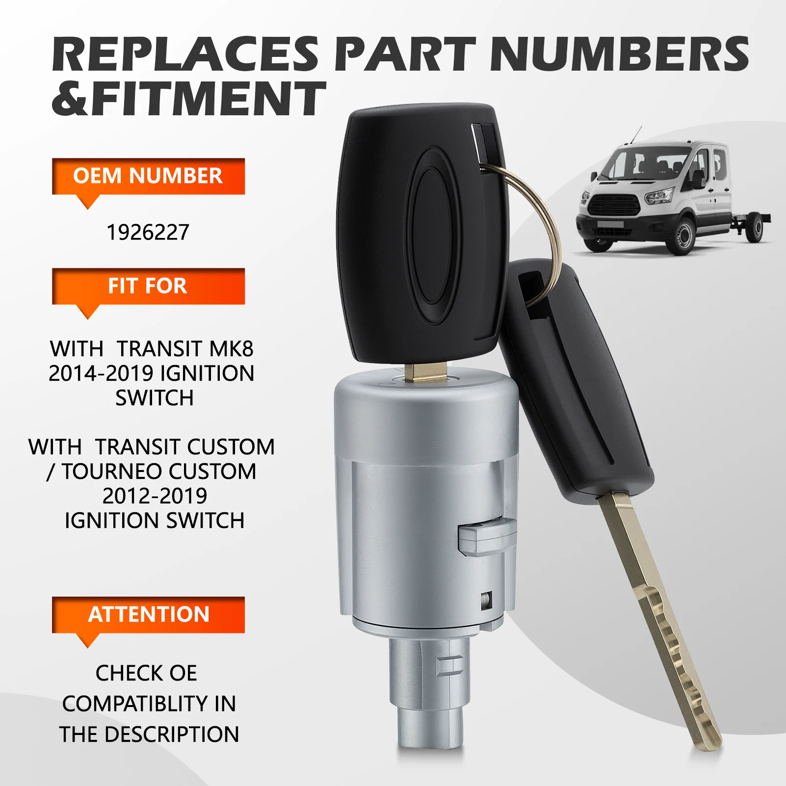 

Car Ignition Barrel Switch With 2 Keys 1926227 For Ford Transit MK8 2014-2019 Custom Tourneo Custom 2012-2019 Car Accessories
