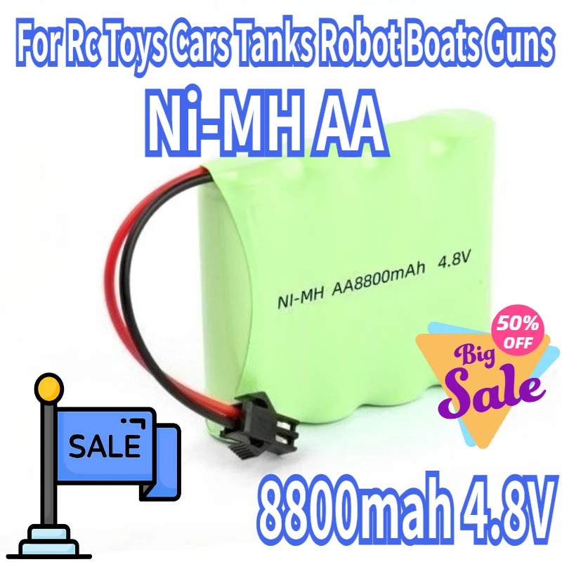 

Upgrade to 8800mah 4.8v Battery NiMh AA For Rc Toys Cars Tanks Robot Boats Guns Ni-MH AA 4.8v Rechargeable Battery Pack(SM Plug)