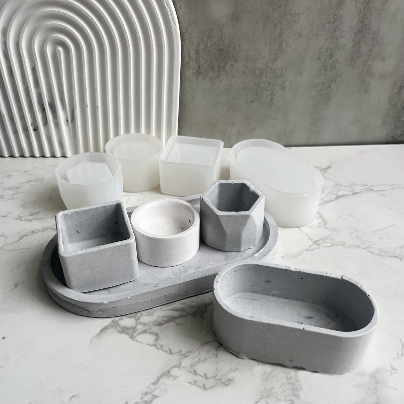 Diy owalne świeca słoik silikonowe formy cementu tynk mała doniczka betonu wosk pole świeca taca forma wtryskowa wyroby do dekoracji domu