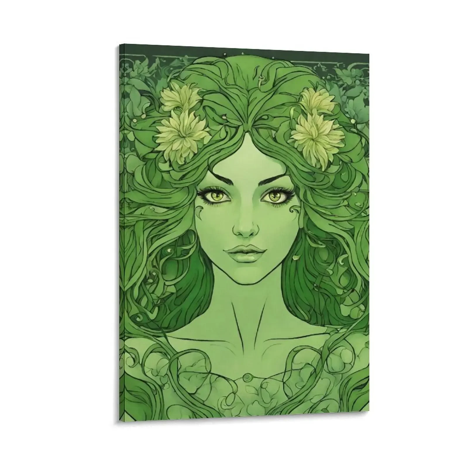 

Green Woman Goddess Art Nouveau Canvas Painting painting home decor paintings wall decor