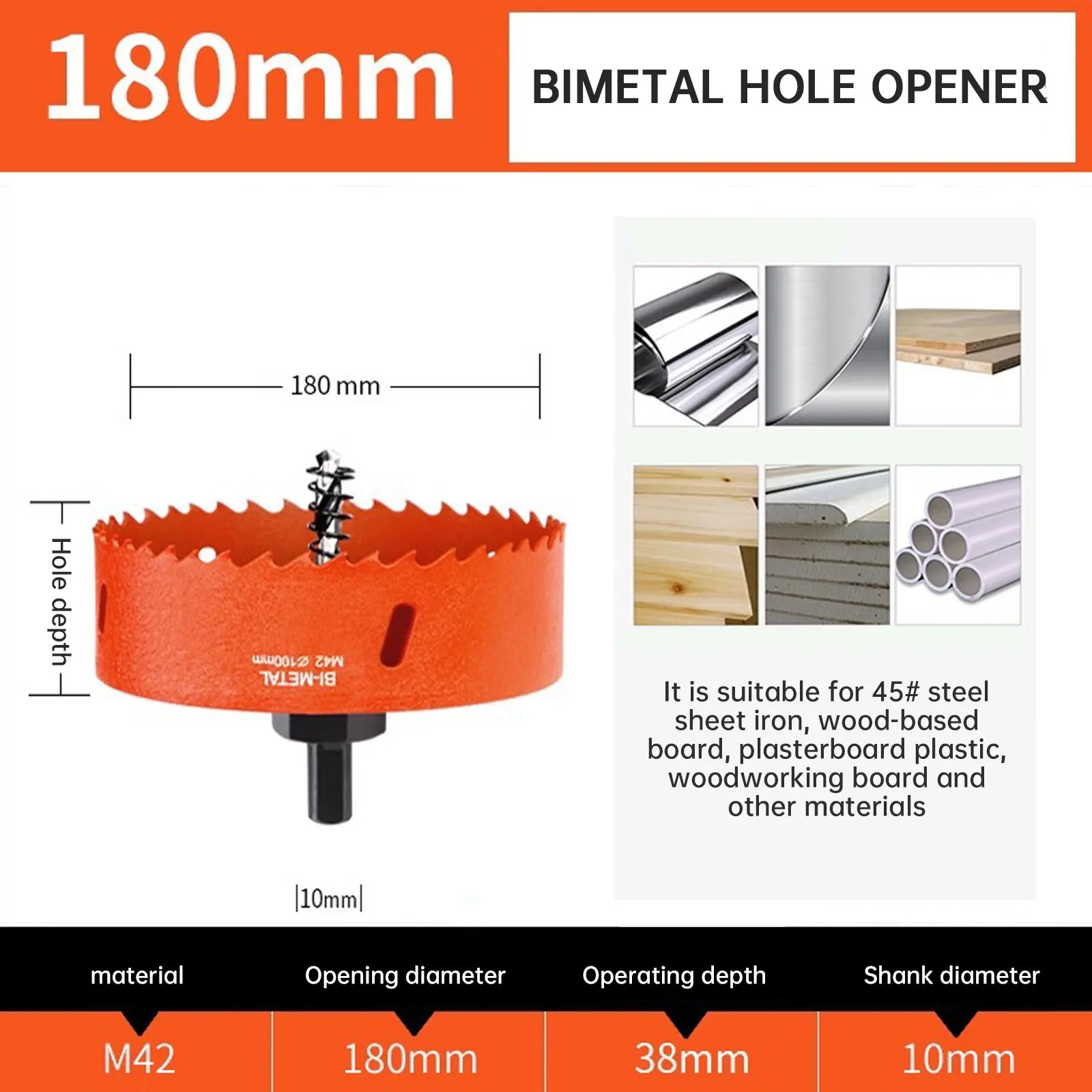 Hole Saws 1PC 100mm  165mm   180mm M42 Bi-Metal Drill Bit Cutter Carpentry Tools Cutting Metal Plastic Iron Hand Tools