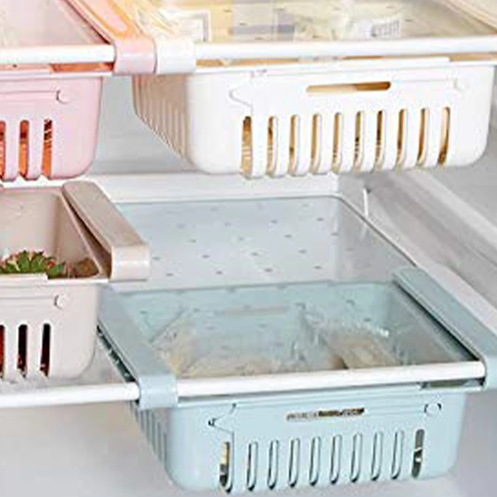

2 Pcs Storage Box Partition Fridge Organisation Produce Containers for Refrigerator Organizador De Refrigerador Retractable