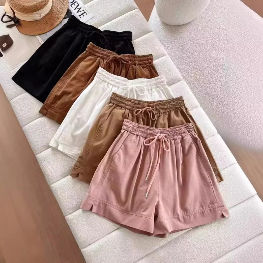 

2024 New Women Loose and Casual Korean Edition Academy Style Commuting Urban Style ShortsThin Summer Skin friendly Shorts