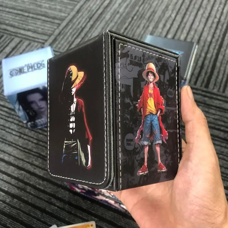 Caixa de cartão de uma peça macaco d luffy roronoa zoro boa hancock diy caixa de armazenamento de cartão portátil anime periférico jogo coleção presentes