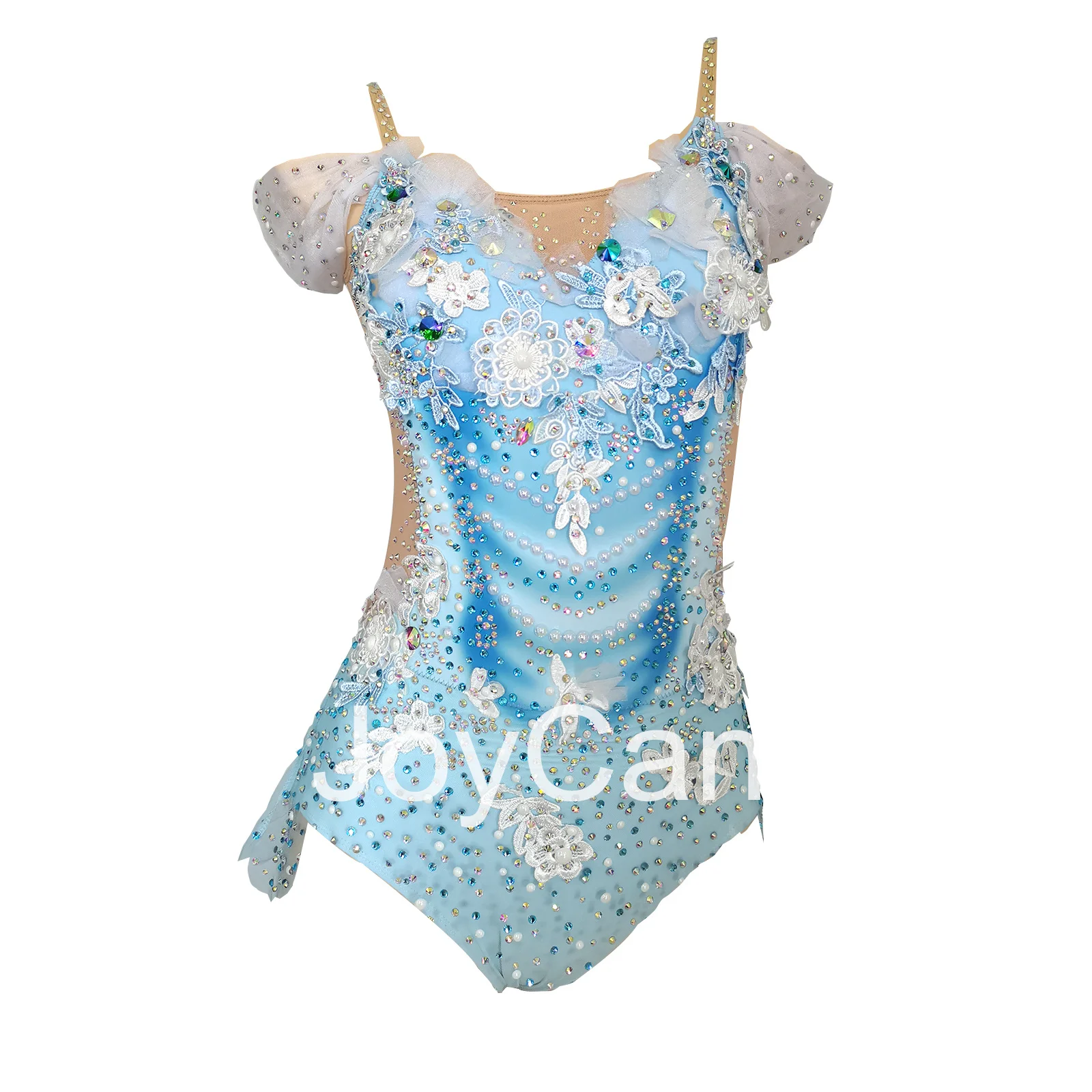 JoyCan Rhthmic Gymnastics Leotards Girls Women Blue Spandex Elegant Dance Wear for Competitiion