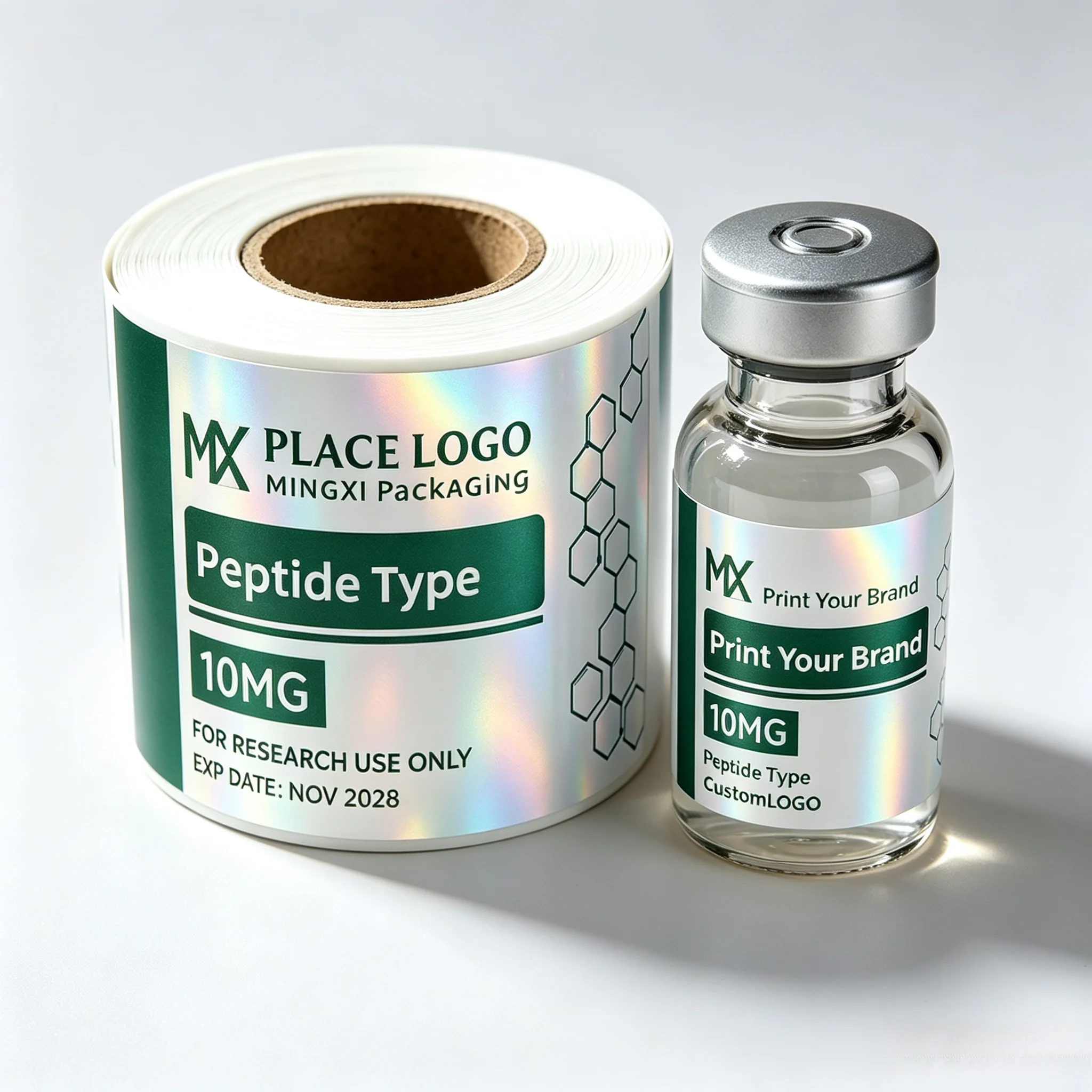 High Temperature Resistant Waterproof Peptide Vial Self Adhesive Labels,Precision Printed Stickers for Injectable Supplement Vi